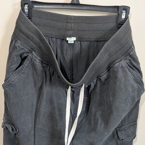 Aerie Lyocell Cargo Jogger Pants Womens Medium Gray Tencel Lightweight Drawstrin